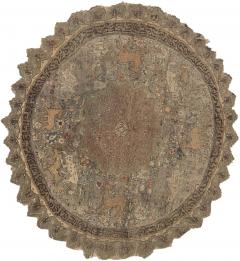19th Century Round Turkish Silk and Metal Thread Rug - 2464582