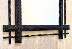 19th Century Rural Tramp Art Wall Mirror Basswood Hand Carved AT circa 1890 - 4224722