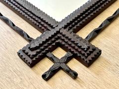 19th Century Rural Tramp Art Wall Mirror Basswood Hand Carved AT circa 1890 - 4224725