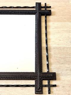 19th Century Rural Tramp Art Wall Mirror Basswood Hand Carved AT circa 1890 - 4224726