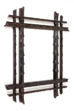 19th Century Rustic Black Forest Mirror Doubleframe Handcarved AT ca 1870 - 4595803