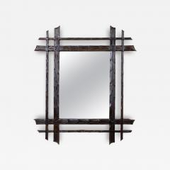 19th Century Rustic Black Forest Mirror Doubleframe Handcarved AT ca 1870 - 4595839