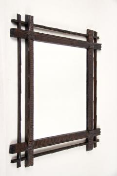 19th Century Rustic Black Forest Mirror Hand Carved Austria circa 1880 - 4266231