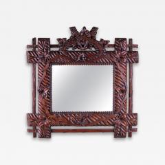 19th Century Rustic Black Forest Mirror Hand Carved Germany circa 1880 - 4140549