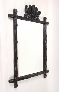 19th Century Rustic Black Forest Mirror With Oak Leaves Acorns AT ca 1870 - 4402139