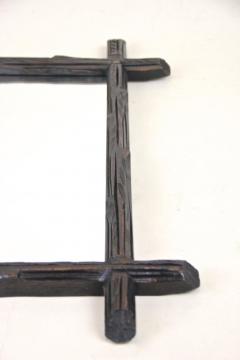 19th Century Rustic Black Forest Wall Mirror Hand Carved Austria circa 1880 - 4573430