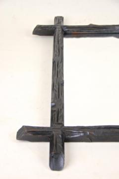 19th Century Rustic Black Forest Wall Mirror Hand Carved Austria circa 1880 - 4573431