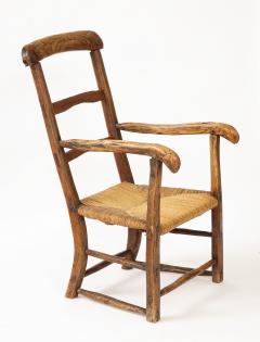 19th Century Rustic French Chair with Straw Seat - 3152941