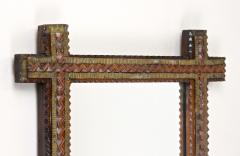 19th Century Rustic Tramp Art Mirror Brown Gold Austria circa 1870 - 4455452