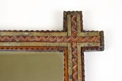 19th Century Rustic Tramp Art Mirror Brown Gold Austria circa 1870 - 4455453