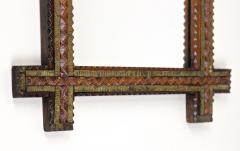 19th Century Rustic Tramp Art Mirror Brown Gold Austria circa 1870 - 4455455