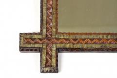 19th Century Rustic Tramp Art Mirror Brown Gold Austria circa 1870 - 4455456