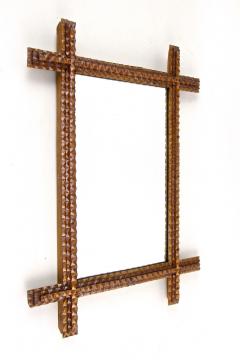 19th Century Rustic Tramp Art Mirror Hand Carved Austria circa 1880 - 4247605