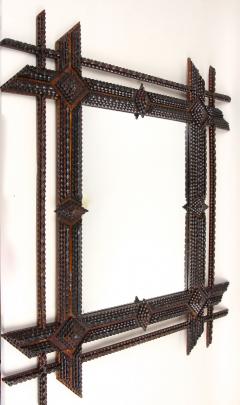 19th Century Rustic Tramp Art Mirror Handcarved Austria ca 1870 - 4792042