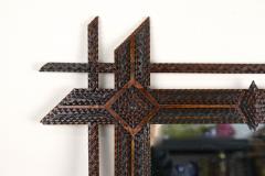 19th Century Rustic Tramp Art Mirror Handcarved Austria ca 1870 - 4792043