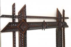 19th Century Rustic Tramp Art Mirror Handcarved Austria ca 1870 - 4792044