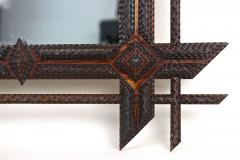 19th Century Rustic Tramp Art Mirror Handcarved Austria ca 1870 - 4792047