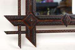 19th Century Rustic Tramp Art Mirror Handcarved Austria ca 1870 - 4792050