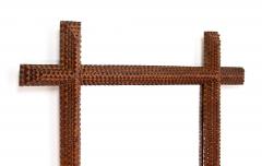 19th Century Rustic Tramp Art Wall Mirror Basswood handcarved Austria ca 1890 - 4686028