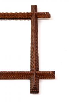 19th Century Rustic Tramp Art Wall Mirror Basswood handcarved Austria ca 1890 - 4686034