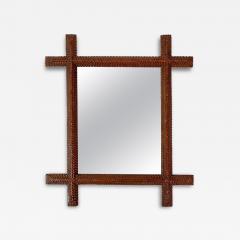 19th Century Rustic Tramp Art Wall Mirror Basswood handcarved Austria ca 1890 - 4688755