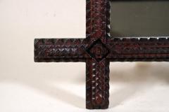 19th Century Rustic Tramp Art Wall Mirror Hand Carved Austria circa 1870 - 4280130