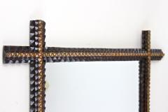 19th Century Rustic Tramp Art Wall Mirror Handcarved Austria ca 1880 - 4106377