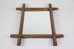 19th Century Rustic Tramp Art Wall Mirror Handcarved Austria circa 1870 - 4242129
