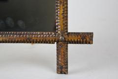 19th Century Rustic Tramp Art Wall Mirror Handcarved Austria circa 1870 - 4242134