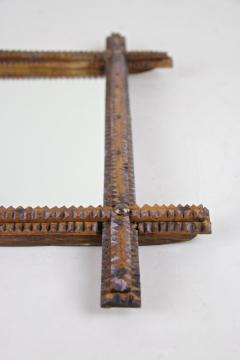 19th Century Rustic Tramp Art Wall Mirror Handcarved Austria circa 1870 - 4242136