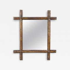19th Century Rustic Tramp Art Wall Mirror Handcarved Austria circa 1870 - 4242270