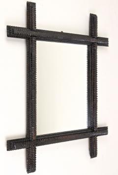 19th Century Rustic Tramp Art Wall Mirror Handcarved Austria circa 1870 - 4376843