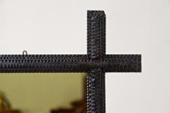 19th Century Rustic Tramp Art Wall Mirror Handcarved Austria circa 1870 - 4376846