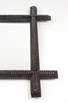 19th Century Rustic Tramp Art Wall Mirror Handcarved Austria circa 1870 - 4376852