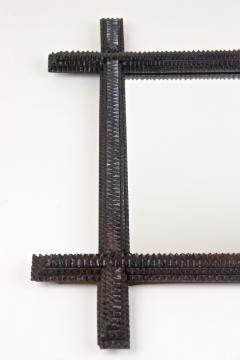 19th Century Rustic Tramp Art Wall Mirror Handcarved Austria circa 1870 - 4376853