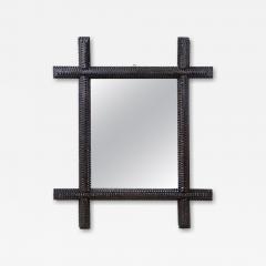 19th Century Rustic Tramp Art Wall Mirror Handcarved Austria circa 1870 - 4379345