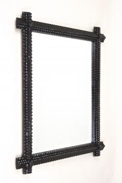 19th Century Rustic Tramp Art Wall Mirror Protruding Corners Austria ca 1880 - 4493049