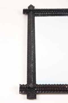 19th Century Rustic Tramp Art Wall Mirror Protruding Corners Austria ca 1880 - 4493058