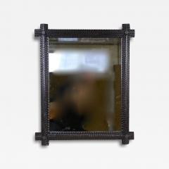 19th Century Rustic Tramp Art Wall Mirror Protruding Corners Austria ca 1880 - 4493231
