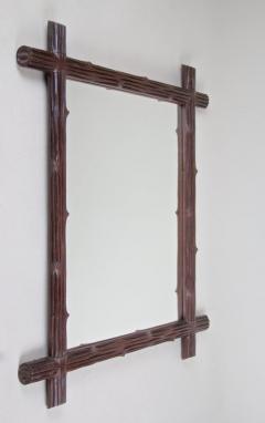 19th Century Rustic Wooden Black Forest Wall Mirror Austria circa 1890 - 4481691