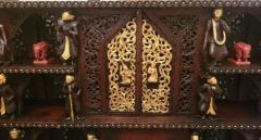 19th Century SE Asian Highly Carved Wooden and Gilded Floor Wall Cabinet - 4128226