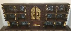 19th Century SE Asian Highly Carved Wooden and Gilded Floor Wall Cabinet - 4128292