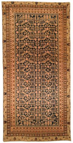 19th Century Samarkand Khotan Indigo Blue and Beige Hand Knotted Wool Rug - 2460800