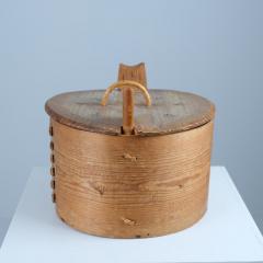 19th Century Scandinavian Folk Art Bentwood Tine Box Svepask Pine Rattan - 4334615