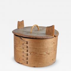 19th Century Scandinavian Folk Art Bentwood Tine Box Svepask Pine Rattan - 4335642
