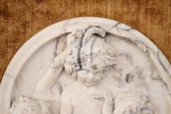 19th Century Set of 2 White Marble Bas Relief Sculptures with Frame - 3863347