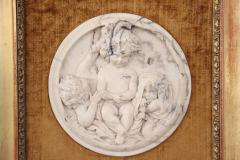 19th Century Set of 2 White Marble Bas Relief Sculptures with Frame - 3863349