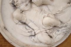 19th Century Set of 2 White Marble Bas Relief Sculptures with Frame - 3863352