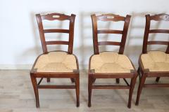 19th Century Set of Four Antique Chairs in Cherry Woood with Straw Seat - 3271623