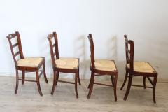 19th Century Set of Four Antique Chairs in Cherry Woood with Straw Seat - 3271626